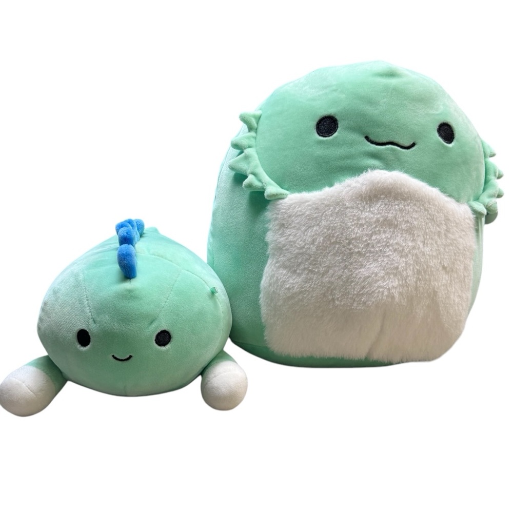 Squishmallow Bundle 2pc: 11" Abe Bearded Dragon/7.5" Rafa Dinosaur HugMees Green